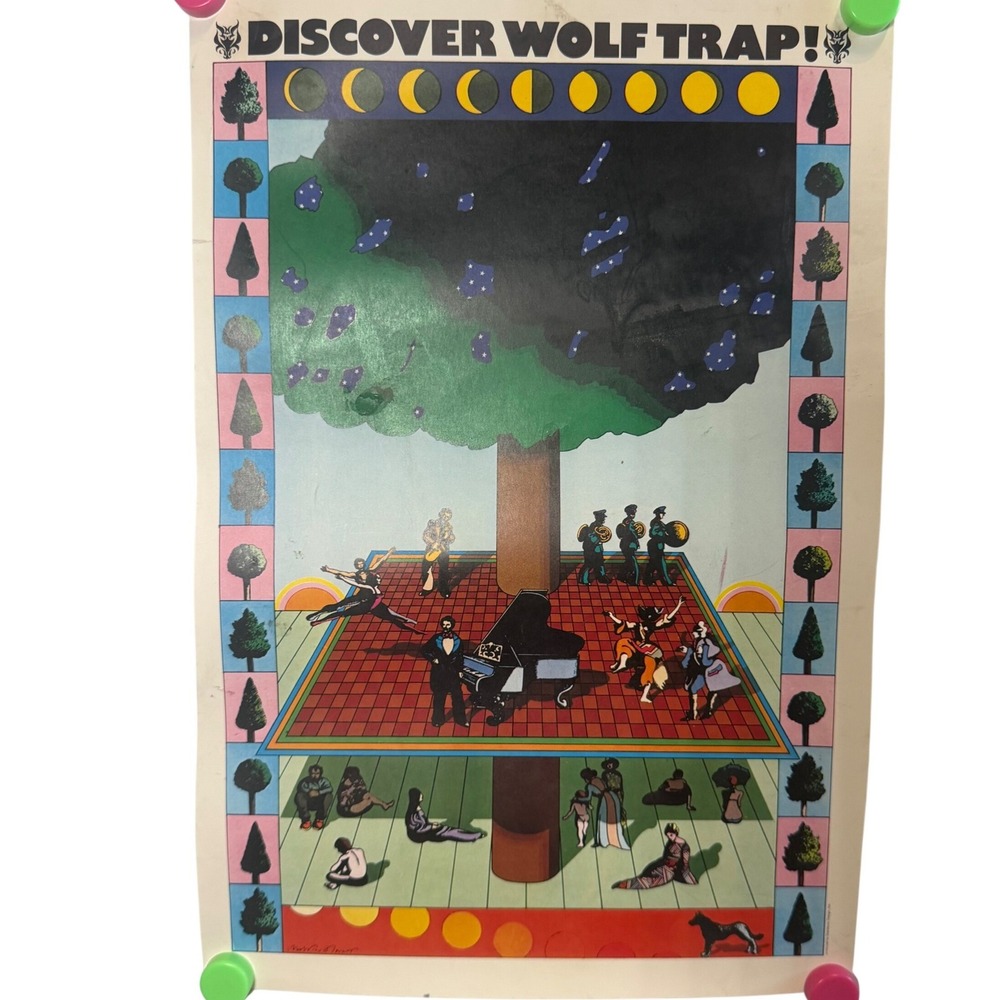 Vintage Discover Wolf Trap Poster Stansbury Design Performing Arts Surreal Art